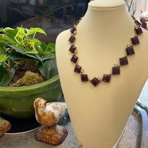 Beautiful j crew burgundy & crystal necklace